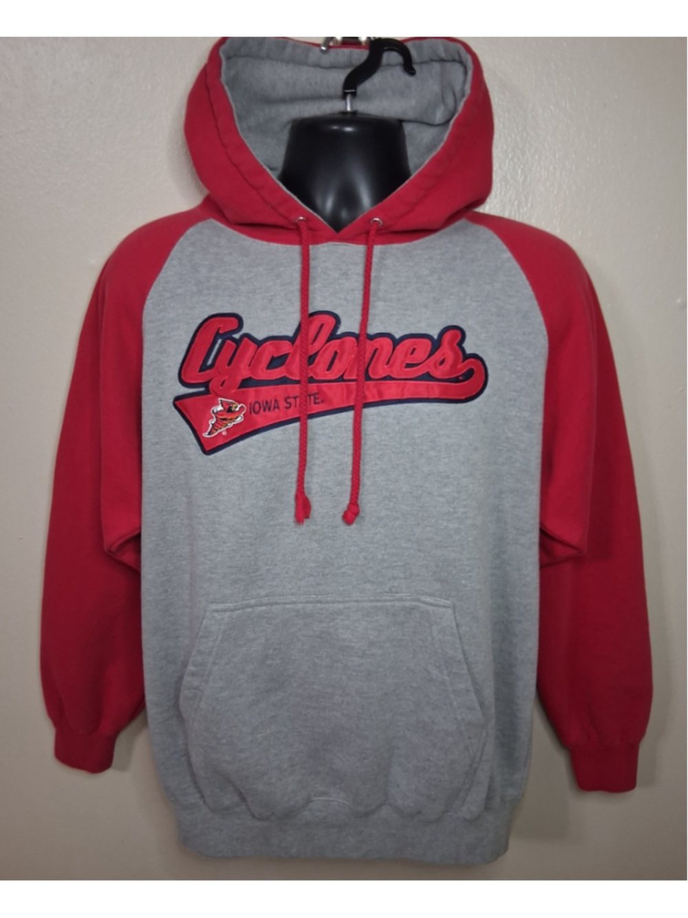 Vintage 90s Iowa State Cyclones Adult Medium Hoodie Sweatshirt Spell Out Red
